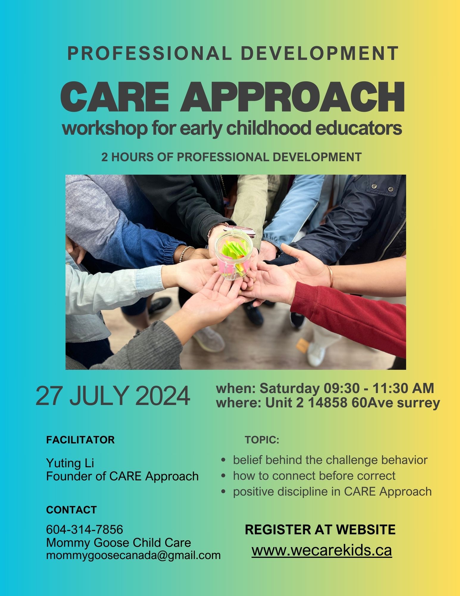 CARE approach Worksop Club 2024, South Surrey, BC