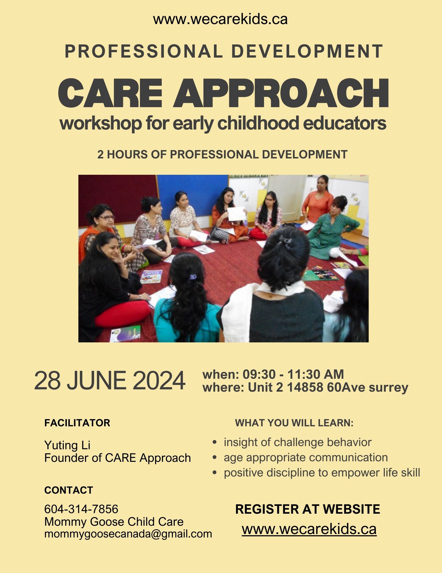 CARE approach Worksop Club 2024, South Surrey, BC